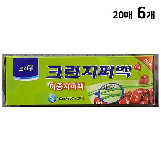 지퍼백(크린랩 18x20cm 20매)X6(WE7C0F3)