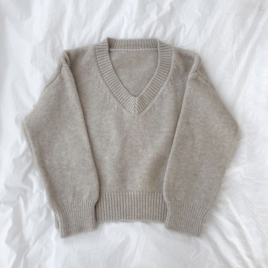 브이넥 도톰 니트 4color