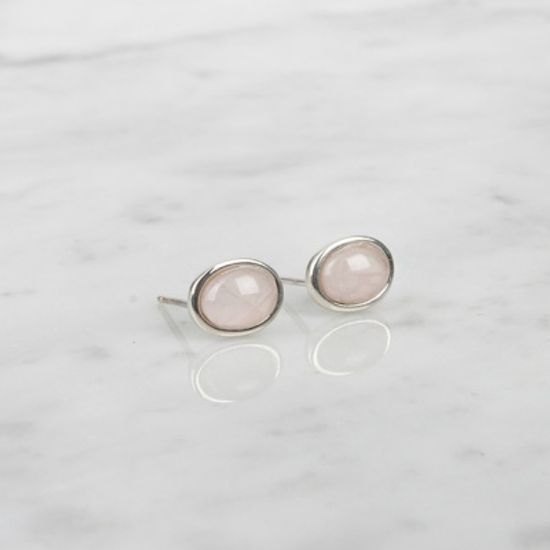 [925실버]볼륨 라운드 로즈쿼츠 실버 귀걸이_ER203J