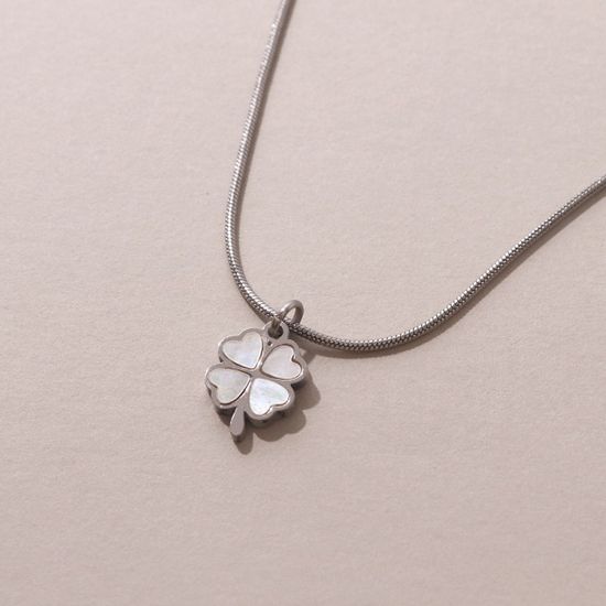 [선물포장/써지컬스틸] 행운의 자개 클로버 이니셜 목