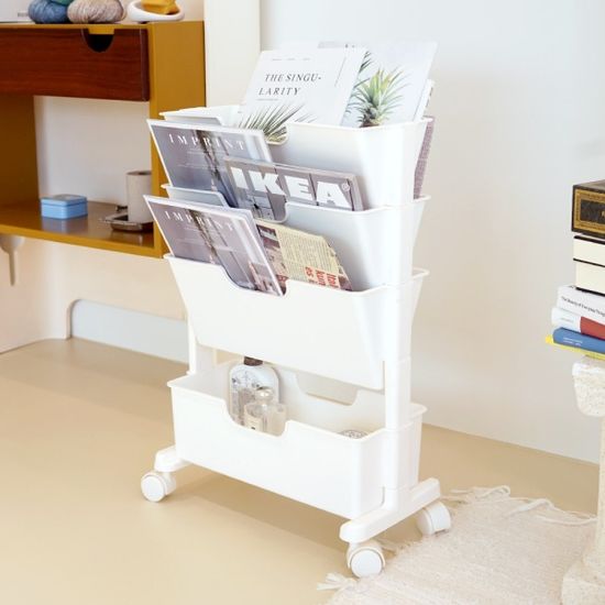 국내생산 마벨슬림 북트롤리 4단 이동식 틈새 책꽂이