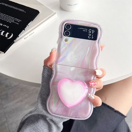 갤럭시z플립 6 5 4 3 오로라 하트 핑거톡 물결 케이스