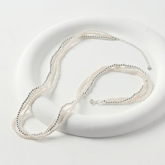 [비쥬홀릭] 실버925 레이어드 여성 진주 목걸이