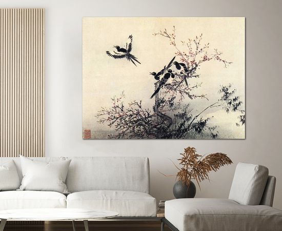 김홍도 매화 꽃 까치 그림 민화 풍수 인테리어 한국화