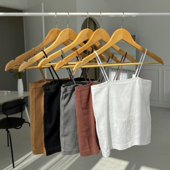 (1+1)스판 골지 패드 노브라 끈나시탑 5color