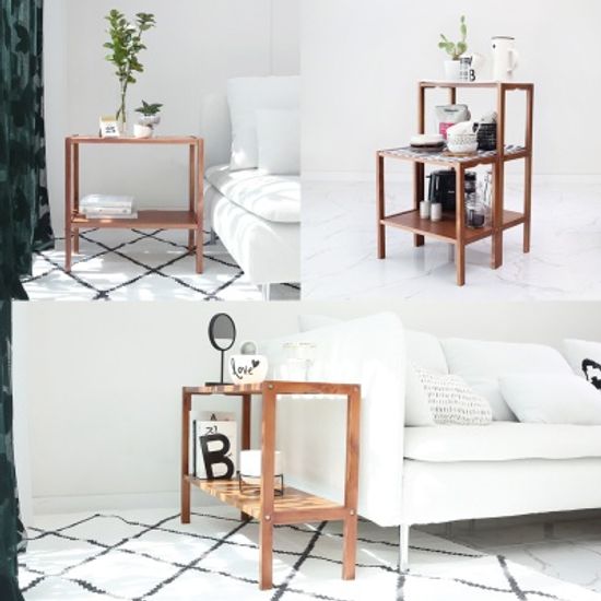 벤트리 브라운 원목 2단 벤치선반 3size