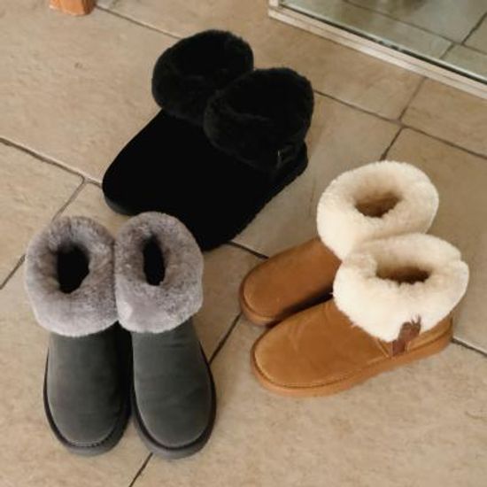 밍크퍼 벨트장식 숏 어그부츠 3color