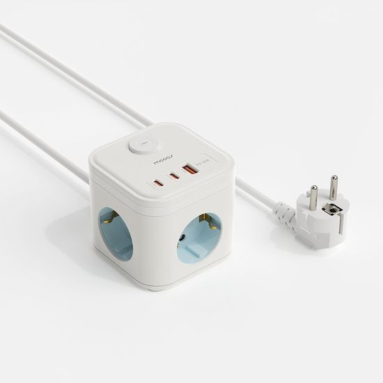 무아스 마카롱 3구 USB 고용량 멀티탭 케이블1.5m