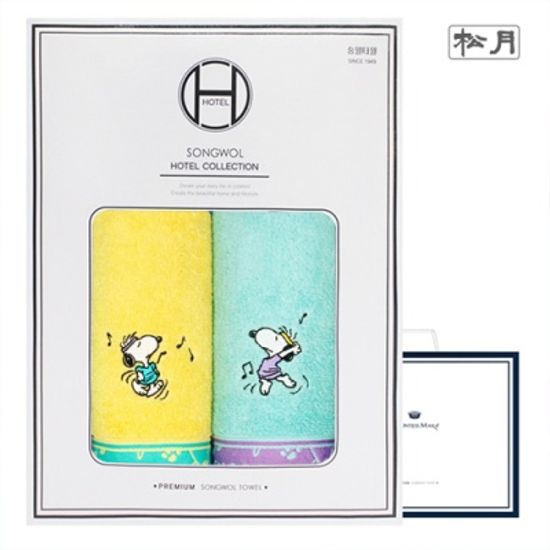 [송월타올] 스누피 뮤직 2매 선물세트(쇼핑백)
