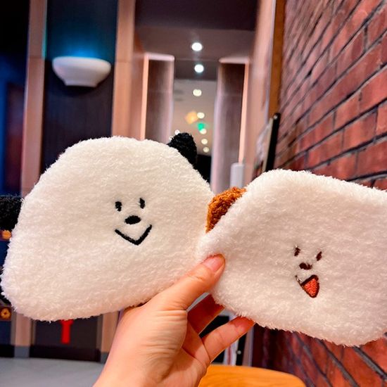 미니 살짝웃음 캐릭터 화이트 파우치