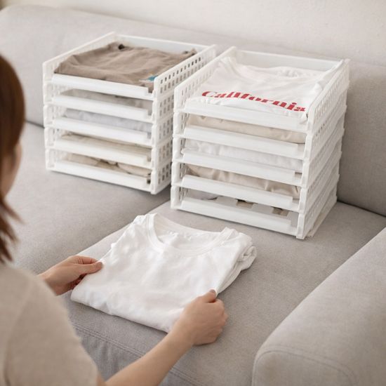 풀 슬라이딩 옷정리 적층 트레이(소형/중형) 바스켓