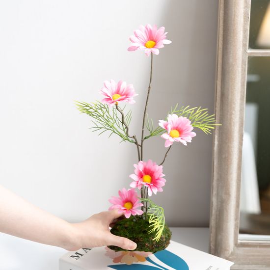 구절초 이끼볼 조화 조경 꽃 장식 데이지 18x40cm