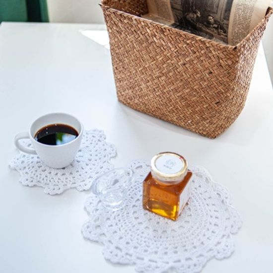 티타임 라운드 도일리 레이스 티코스터 컵받침 4size