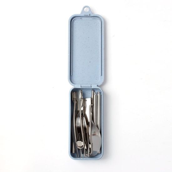 하이캠핑 접이식 수저 포크 세트 휴대용 젓가락 블루