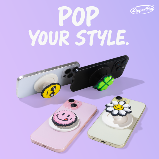 [지퍼팝] 3D 픽셀 맥세이프 스마트톡-레인보우 화이트