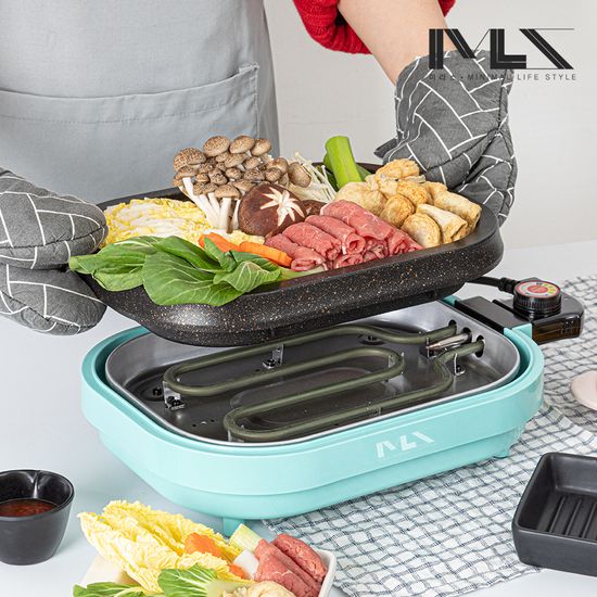 미라스 국내생산 미니 전기그릴 전골 트윈 팬 KM-2025