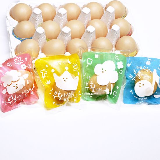 부활절 달걀 1구 접착비닐 (100개, 4종set)_BF