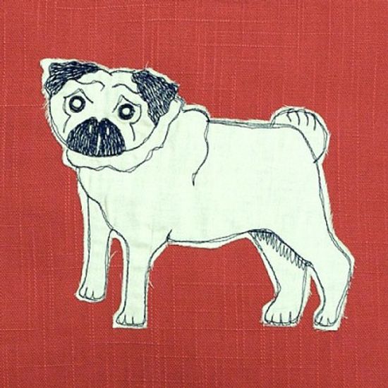 아플리케 쿠션커버-퍼그