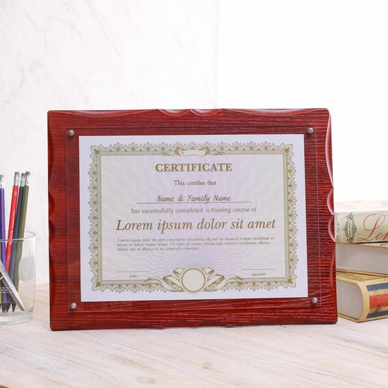 크라운 허가증 상장 액자 A4 벽걸이 탁상액자 체리