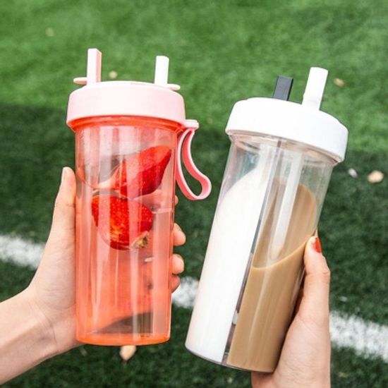1+1 휴대용 반반텀블러 반반물통 쉐이크통 600ml