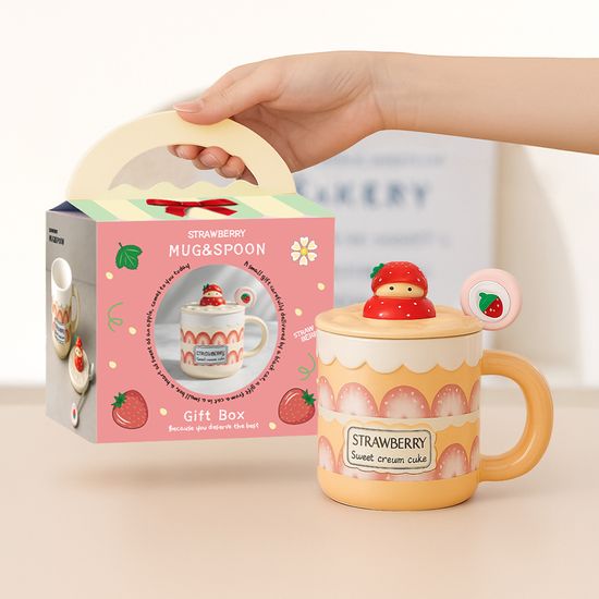 레토 딸기 스푼 머그컵 세트 400ml LMC-S03