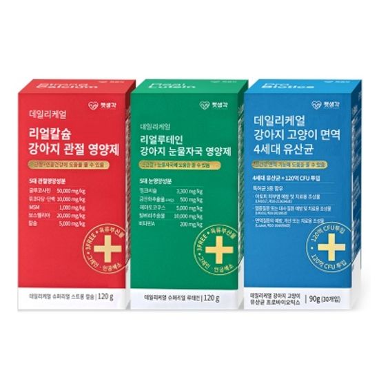 펫생각 강아지 칼슘+루테인 영양제+유산균 3종 세트