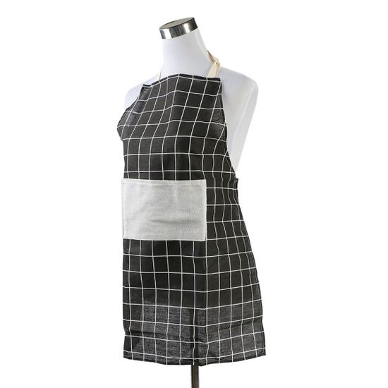 모던체크 린넨 앞치마(블랙) 공방 주방앞치마
