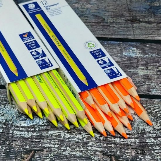 스테들러 고체형광펜/네온 형광 색연필 128-64 1다스