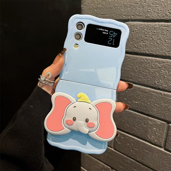 갤럭시 z플립 3 4 5 아기 코끼리 접이식거치대 케이스