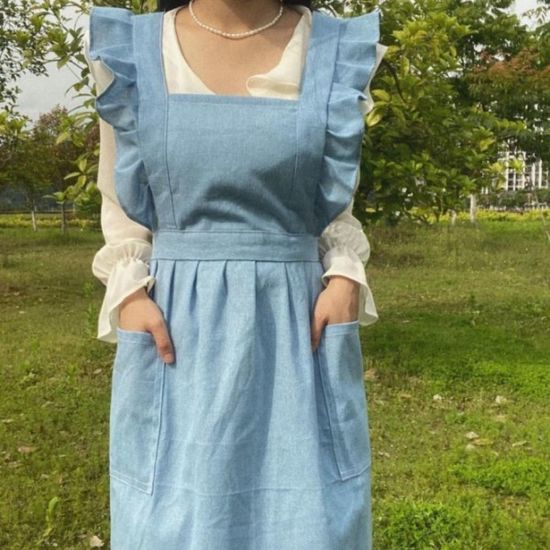 비비드 기본 무지 앞치마 린넨 면 바리스타 모던 주방