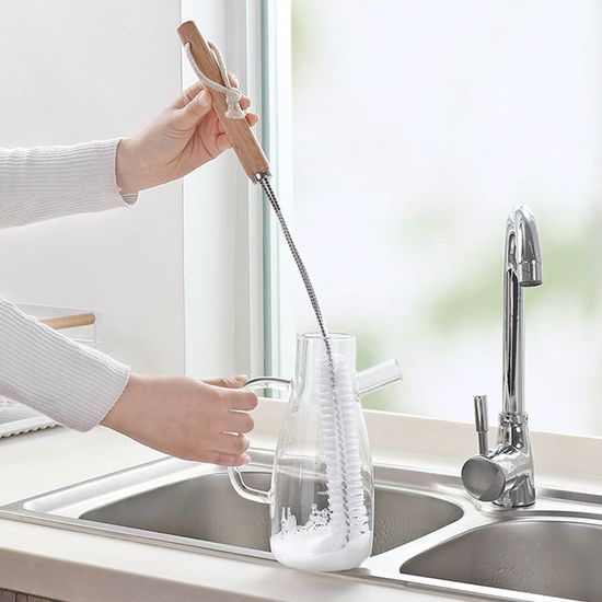 스툽 벽걸이 우드 스텐 롱 세척솔 병 세척 브러쉬