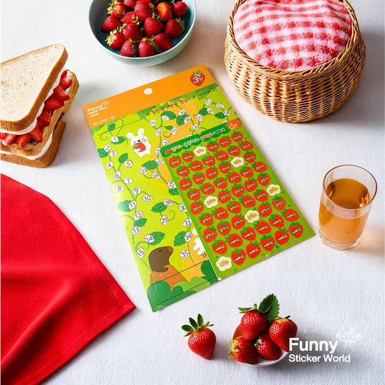 퍼니스티커 75-01 칭찬스타커판 딸기 아트지 차일드