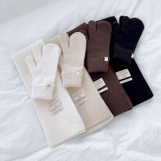 미니 머플러 벙어리 장갑 세트 4color