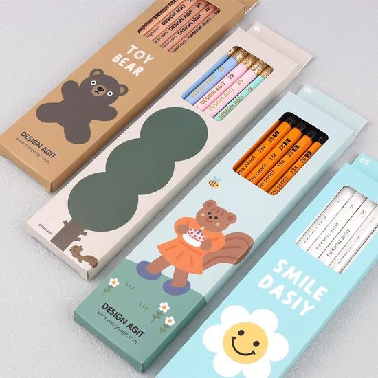 [주문제작]네임연필2B 6자루화이트 스마일데이지