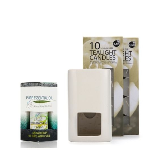 [ACS] 레몬 Lemon 아로마세트 : 레몬 에센셜오일, 도자기램프, 티라이트