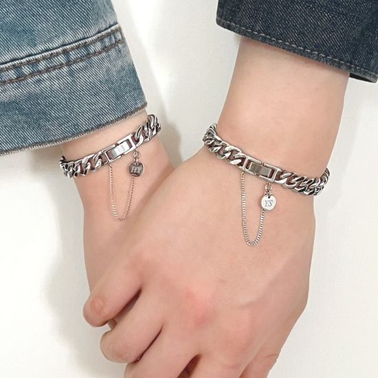 [선물포장/써지컬스틸] 써지컬 코인 각인 체인 팔찌 2
