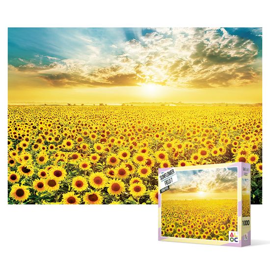 1000피스 직소퍼즐 - 황금빛으로 물든 해바라기 들판2