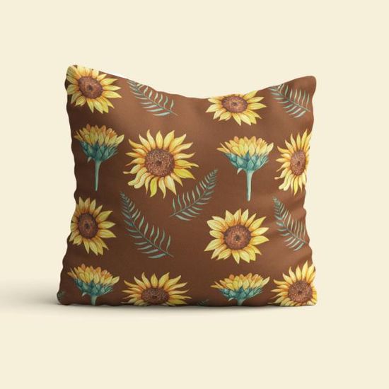 헬로 해바라기 쿠션커버 45x45 브라운