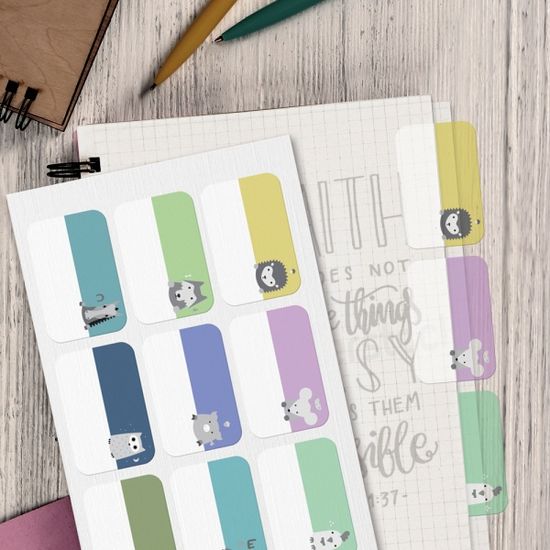 투명 인덱스 컬러블럭 다꾸 스티커(90개) 문구 팬시