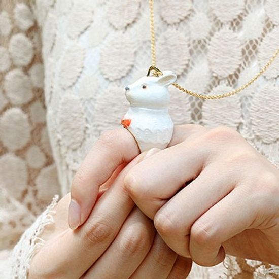 [러쉬룸] [직수입/Mary Lou] animal ring necklace ( 여우, 레이디 토끼, 젠틀맨 토끼)