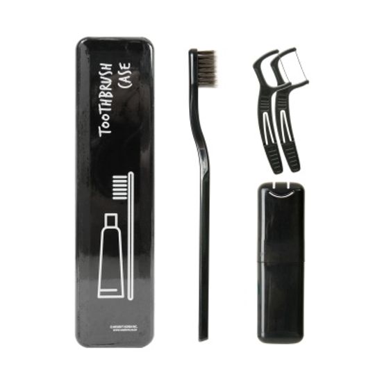 치약칫솔 휴대용 구강용품 세트/심플 블랙/A세트