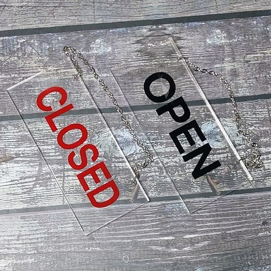 투명 아크릴 걸이용 안내판/표지판-OPEN 외