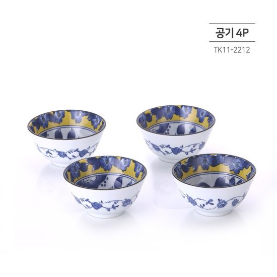 [토기] 츠바키 도자기 공기 4P 세트 일본산