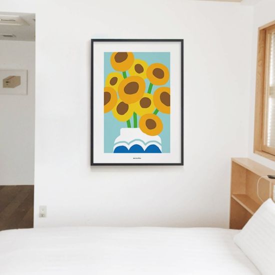 금전운 해바라기 4 M 디자인 포스터 개업 집들이 선물