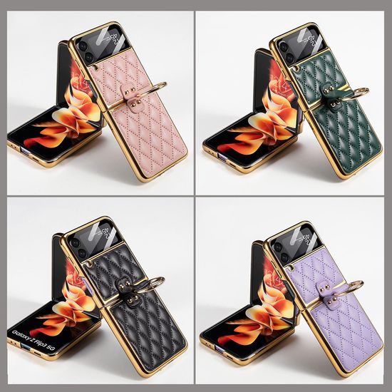 갤럭시 z플립 4 3 퀼팅 가죽 액정 풀커버 링 케이스