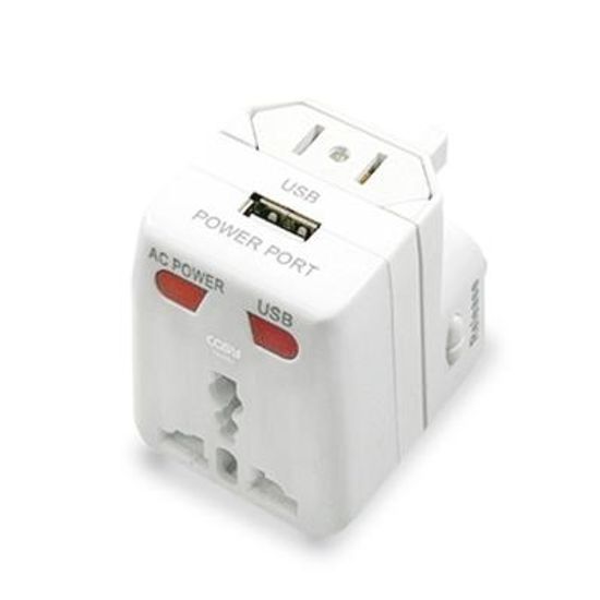 투어테크 해외여행용 멀티어댑터 분리형 화이트 1USB