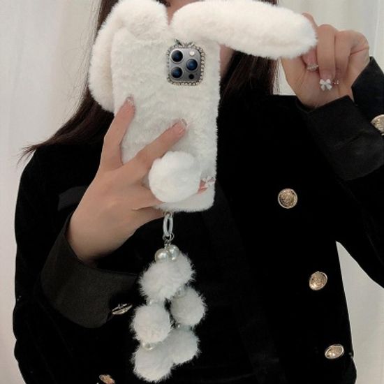 갤럭시 s22 s21 s20 노트 20 10 토끼 스트랩 털케이스