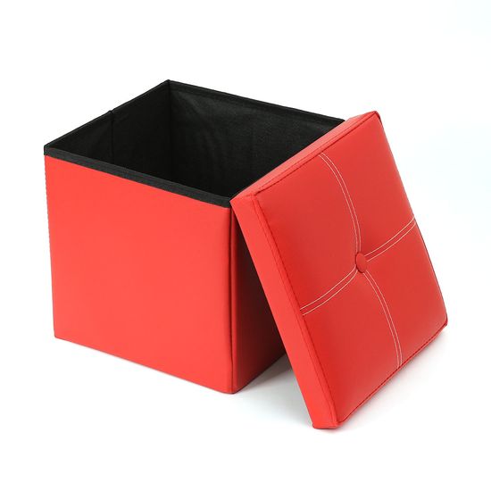 스툴스 인조가죽 수납의자(30cm) (레드) 보조의자