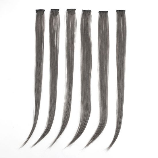 [언니네 가발] 컬러 브릿지 헤어피스 6p세트(실버그레
