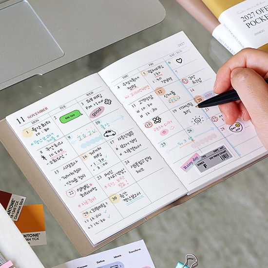 2027 오피셜 A6 포켓 다이어리 미니 월간 사은품증정